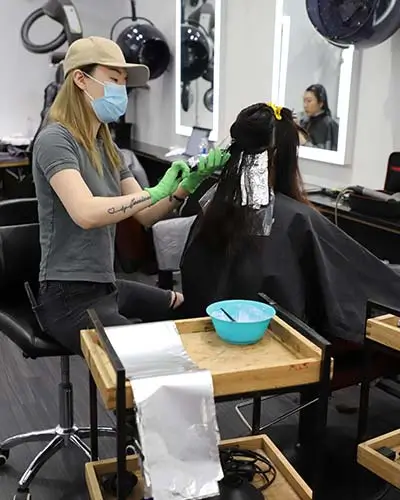 Precision colour and foil work in the salon